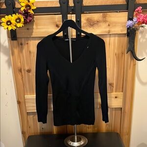 White House Black Market Elegant Black V-Neck Sweater